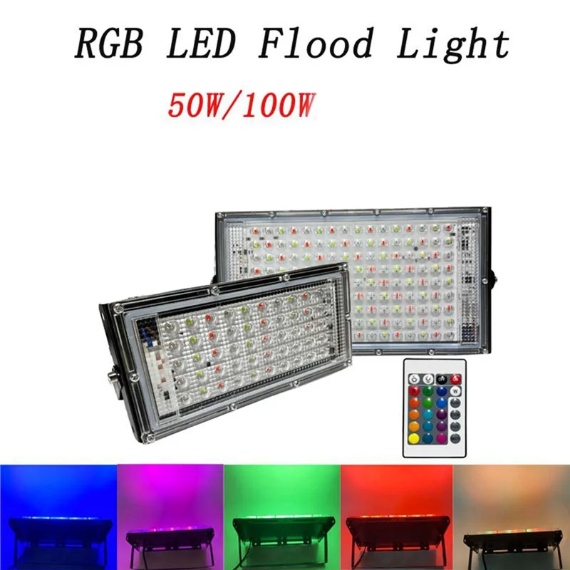 

ABMH-Remote LED Floodlight Reflector Light Lamp Waterproof IP65 Outdoor Flood Light Garden LED RGB Spot