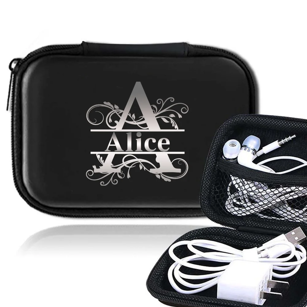 شخصية مخصصة اسم المحمولة سستة الحالات الملحقات الرقمية حقيبة للتخزين محرك القرص حماية صناديق رسالة مخصصة