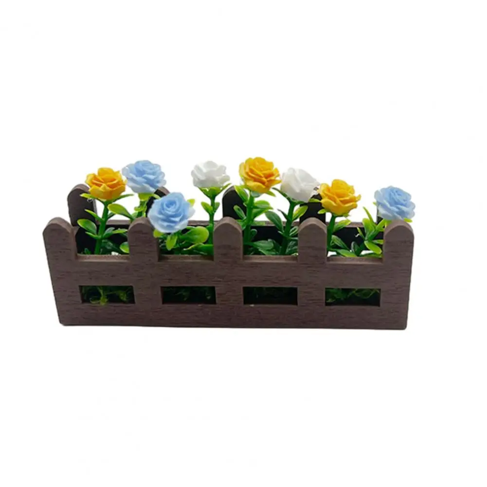 Miniature Garden Bed Realistic Miniature Garden Bed Miniature Flower Fence Planter Box 1/12 Scale Dollhouse Raised Garden Bed