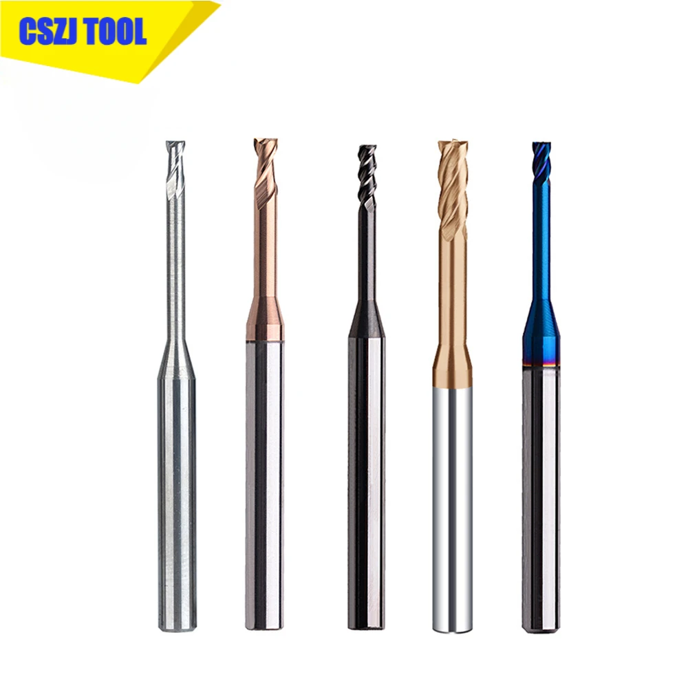 1pc Hrc60 2/3/4 Flute Tungsten Carbide End Mill Milling Cutter Cnc Routerbits Long Flute Endmills 1mm 1.5mm 2mm 2.5mm 3.0mm