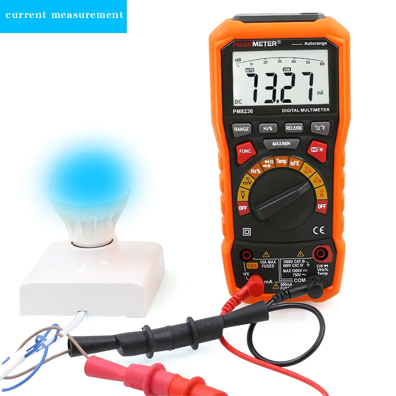 PEAKMETER PM8236 True RMS Auto Range multimetro digitale ad alta precisione con Display LCD, capacità di connessione PC