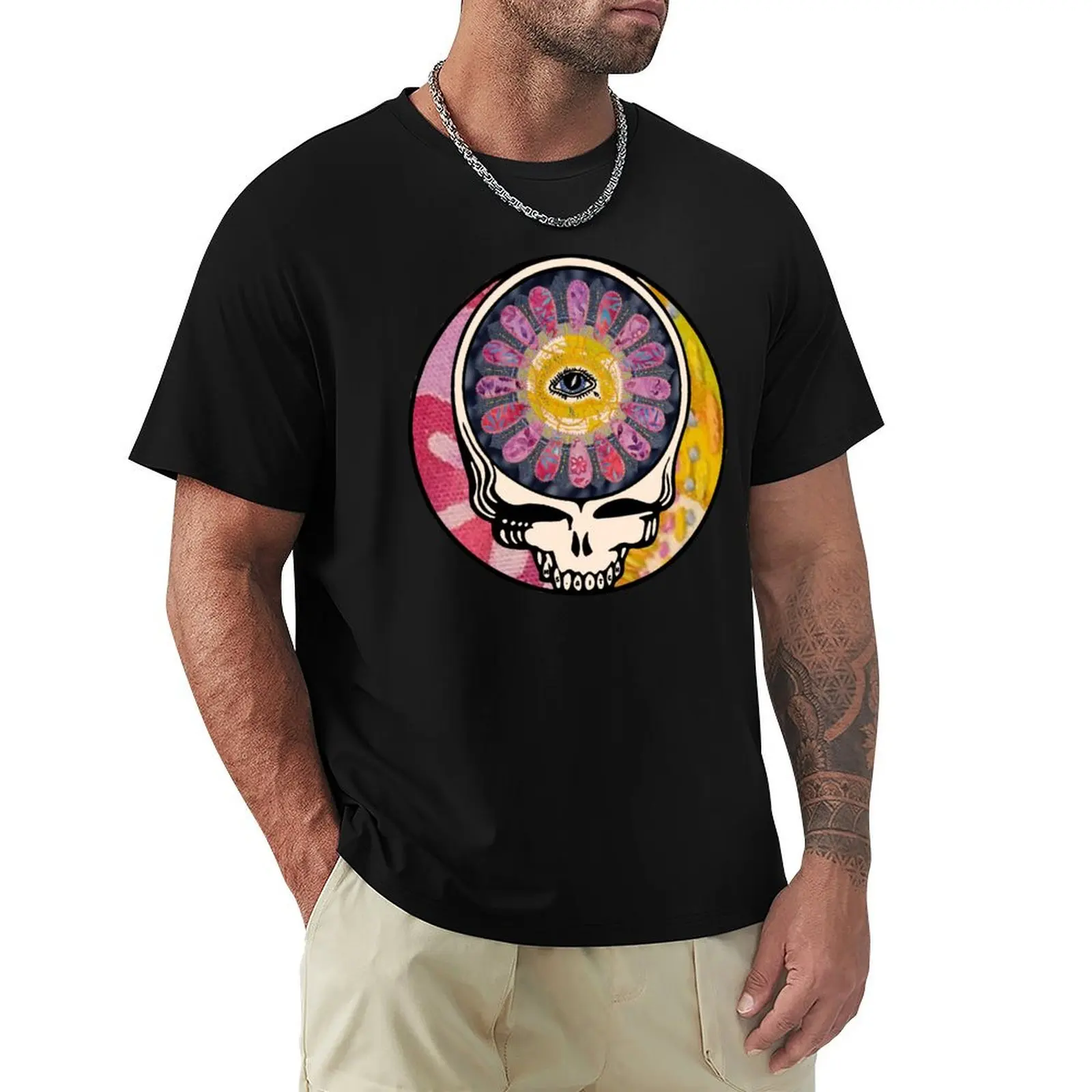 Flower Power Stealie T-Shirt shirts graphic tees baggy shirts t shirts for men cotton image 3