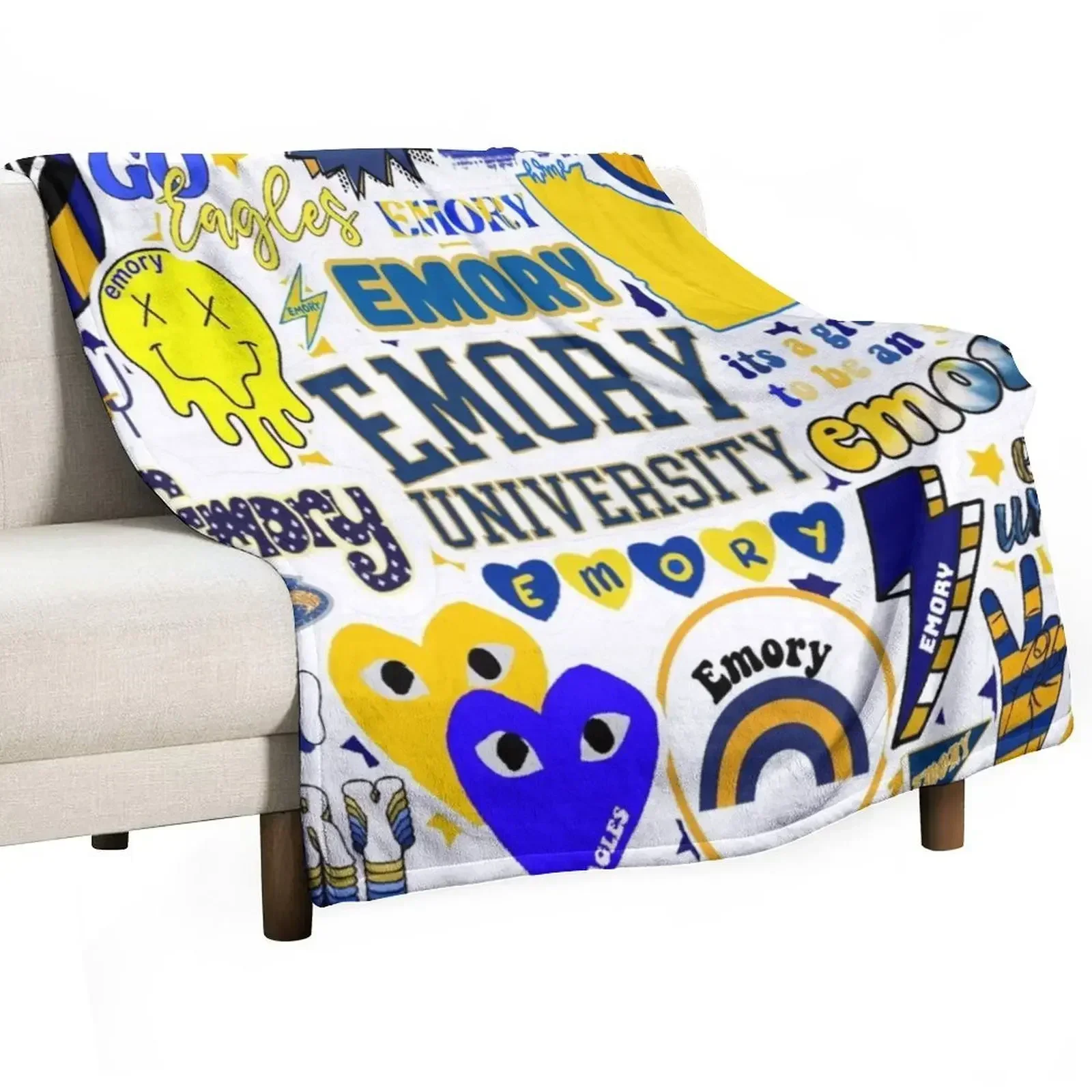 E M O R Y Eagles Collage Design Throw Blanket Air Conditioner Soft Blanket for Office Home