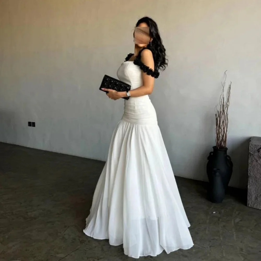 Personalizado requintado ruched feminino vestido de baile sem mangas encantador sereia barco-pescoço vestido de festa babados vestido de noite feminino