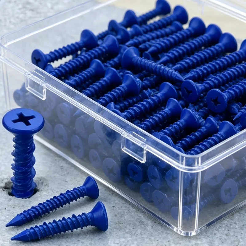 50-500pcs Flat Head Concrete Screw Anchor Blue Cross Countersunk Screws High Low Thread Anchors Plasterboard Hardware Parts Set