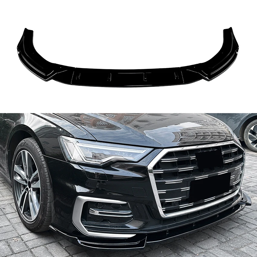 Front Bumper Lip Spoiler Splitter Diffuser For Audi A6 C8 Sline 2018 2019 2020 2021 2022 2023 2024 2025 ABS Body Kits Tuning