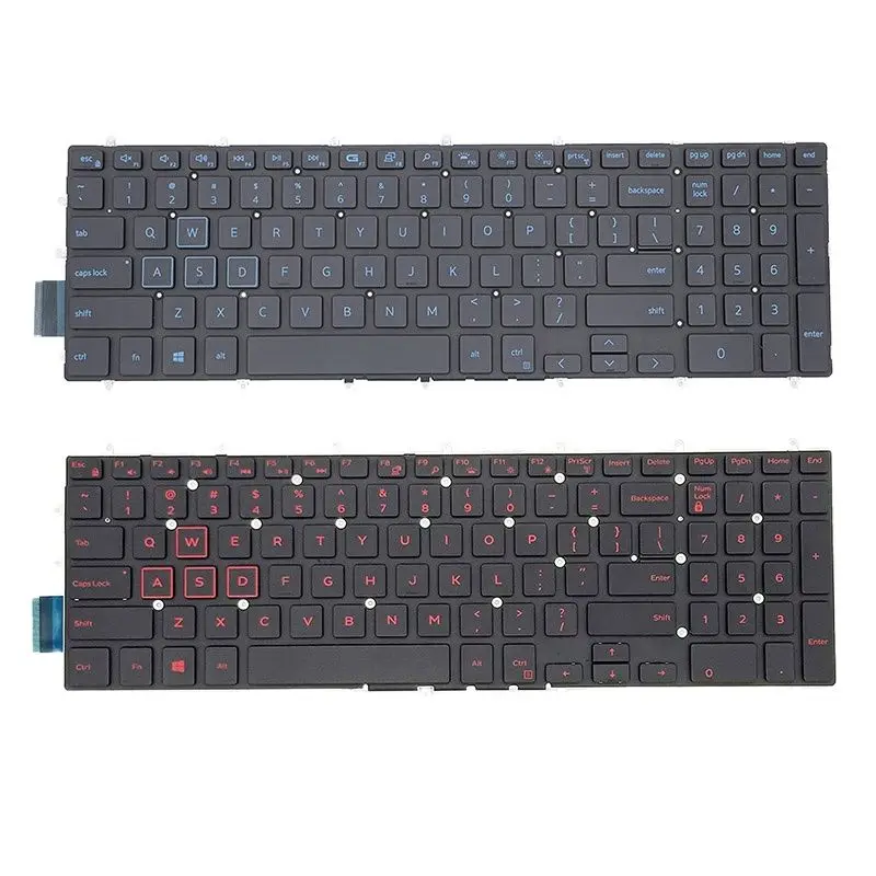 Novo padrão dos eua teclado portátil para dell inspiron g3 15 3579 3779 g5 15 5587 g7 15 7588 azul/vermelho backlight teclado