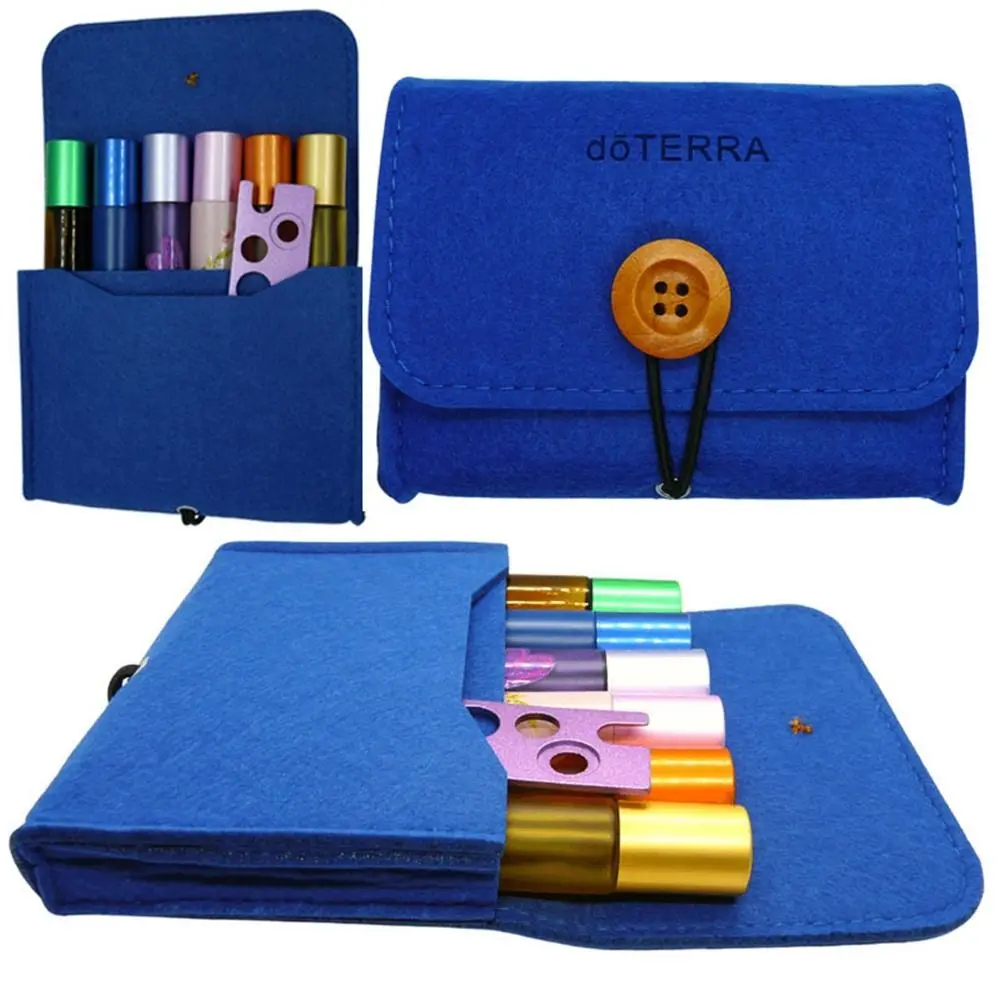 Felt 6 Slots Shockproof Durable Aromatherapy Portable for 10ML Bottles Essential Oil Case Bottles Holder Storage Bag