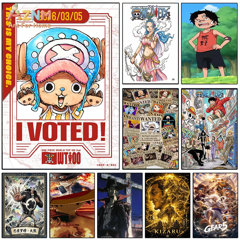AZNM - Lienzo decorativo de anime de One Piece, póster de Chopper, Vivi, Luffy, Kizaru, sin marco, decoración del hogar