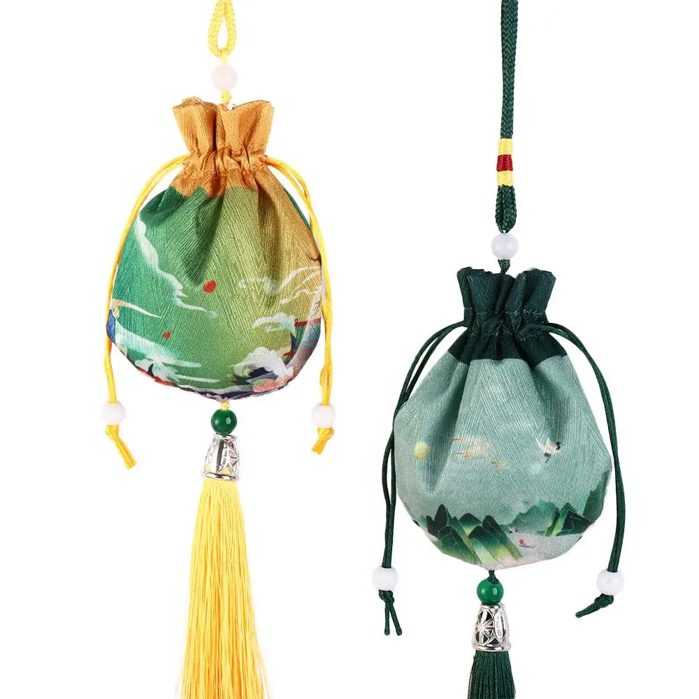 Multi Color Drawstring Tassel Necklaces Case Cloth Chinese Style Storage Bag Purse Pouch Women Jewelry Bag Empty Sachet
