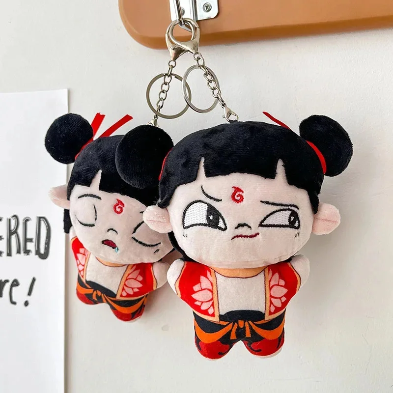 Ne zha 2 pingente de pelúcia filme dos desenhos animados nezha figura de pelúcia plushies chaveiro 13cm várias expressões bonecas brinquedos presentes aniversário