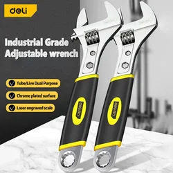 Deli Adjustable Wrench Stainless Steel Universal Spanner Household Wrench Large Open High Quality Plumbing Car Repair Tool