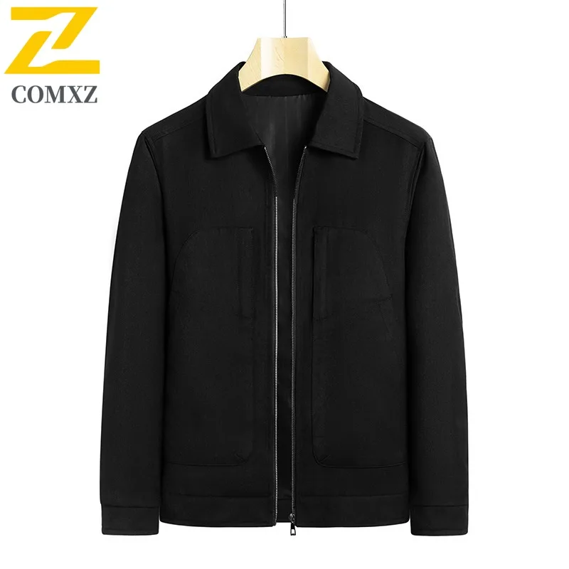 COMXZ Men Jacket Fashion Windproof Light Luxury Business Golf Outdoor Hike Breathable Jacket Handsome Turndown Collar Outerwear