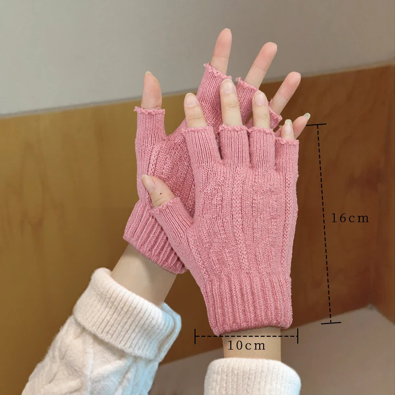 قفازات نصف اصبع للرجال والنساء، الخريف والشتاء، بدون أصابع، مناسبة للكتابة والكتب وركوب الدراجات، متوافقة مع شاشة اللمس، محبوكة، دافئة، بدون أصابع