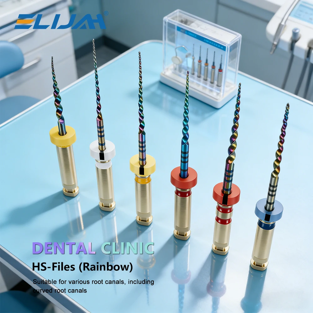 ELIJAH 6Pcs/Box Capsule Form Dental HS-Files (Rainbow) Heat Treated NiTi Root Canal Files Autoclavable Endodontic Rotary Files
