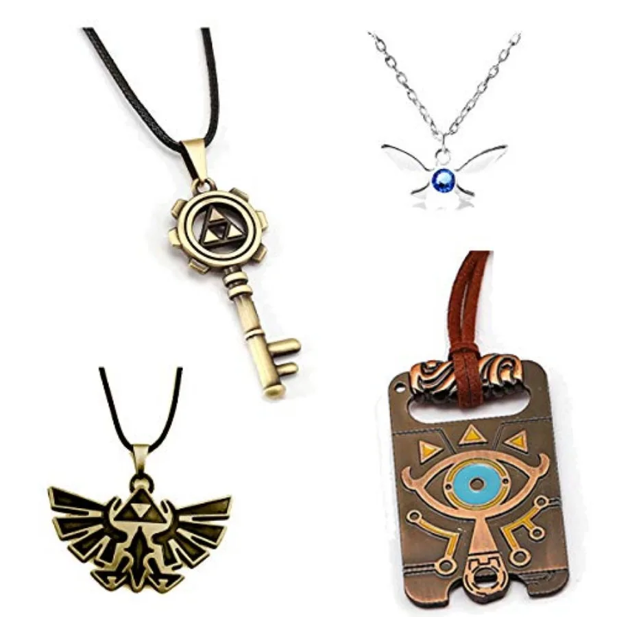 

DoubleChin 4 Pc Necklaces - Navi Charm, Skeleton Key, Sheikah Slate, Hylian Crest