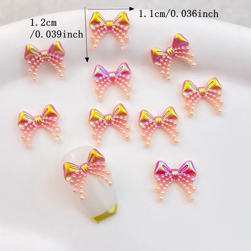 50Pcs New Mixed Nail Art Resin Cherries, Butterflies, Bows Collection Designer Charms Rhinestones Craft For Nail 3D Decorations