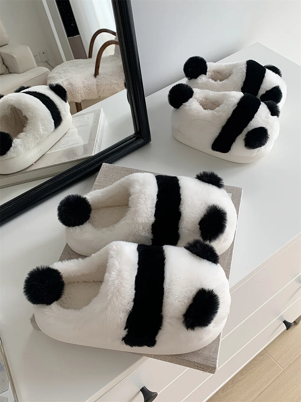 

Panda Cotton Home Slippers Women 2023 Winter Men's And Women's Household Slipper Parent-child Cute Panda Plush Warm Slipper