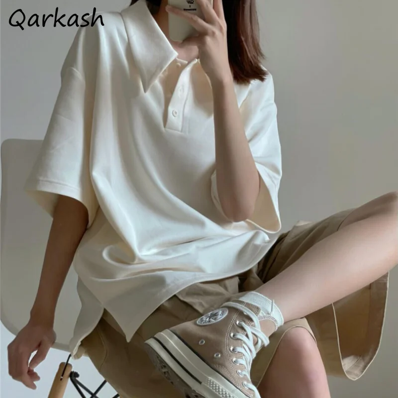 T-shirts for Women Short-sleeve Summer Loose Casual Cozy Solid Simple Футболка Женский Korean Style Fashion Basic Students Daily