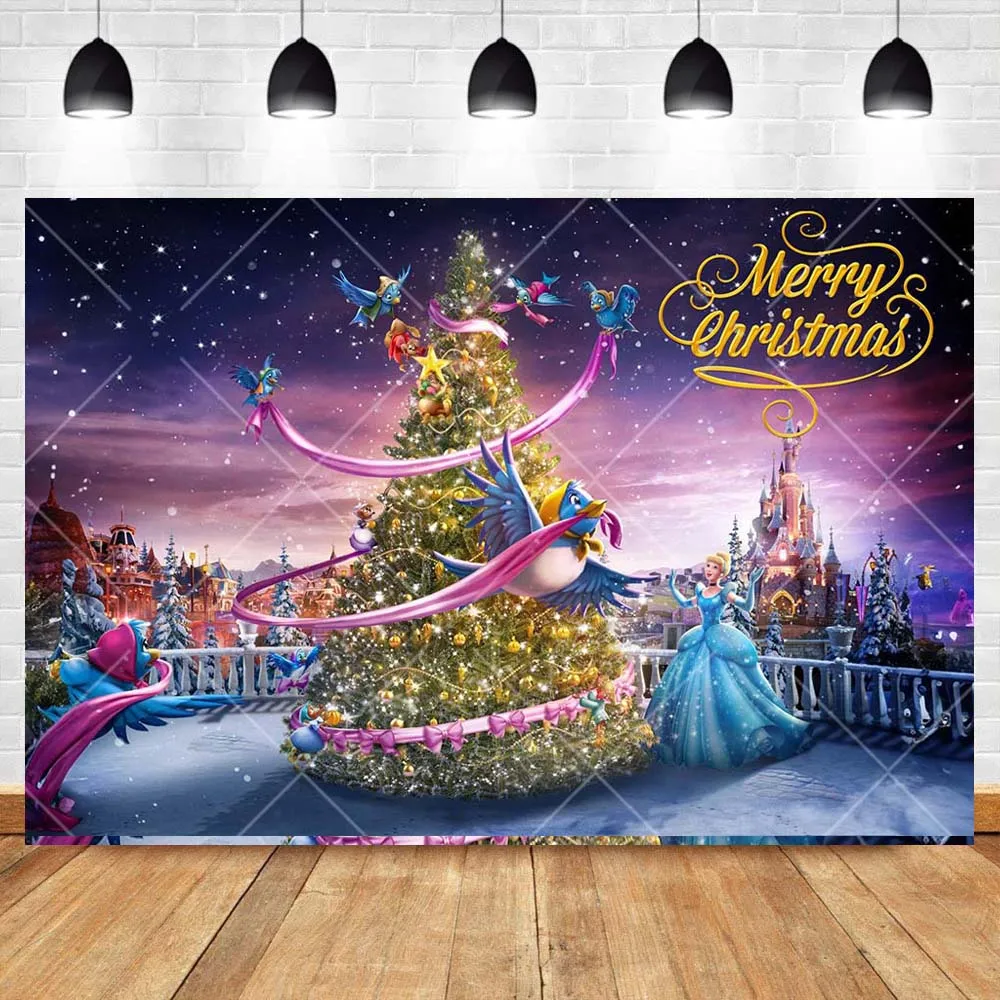 Disney Princess Christmas Girl Baby Kids Gifts Birthday Party Banner Backdrop Custom Kid Room Photo Poster Decor Wall Background