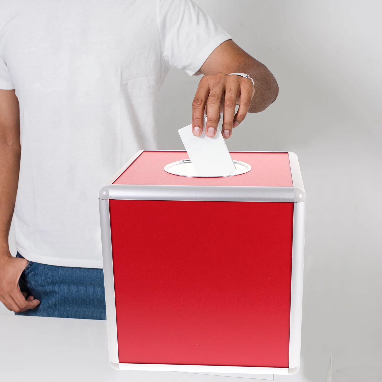 Raffle Prize Box Birthday Storage Tickets Ballot Gift Container Donation Metal Lottery Suggestion Voting Promotional