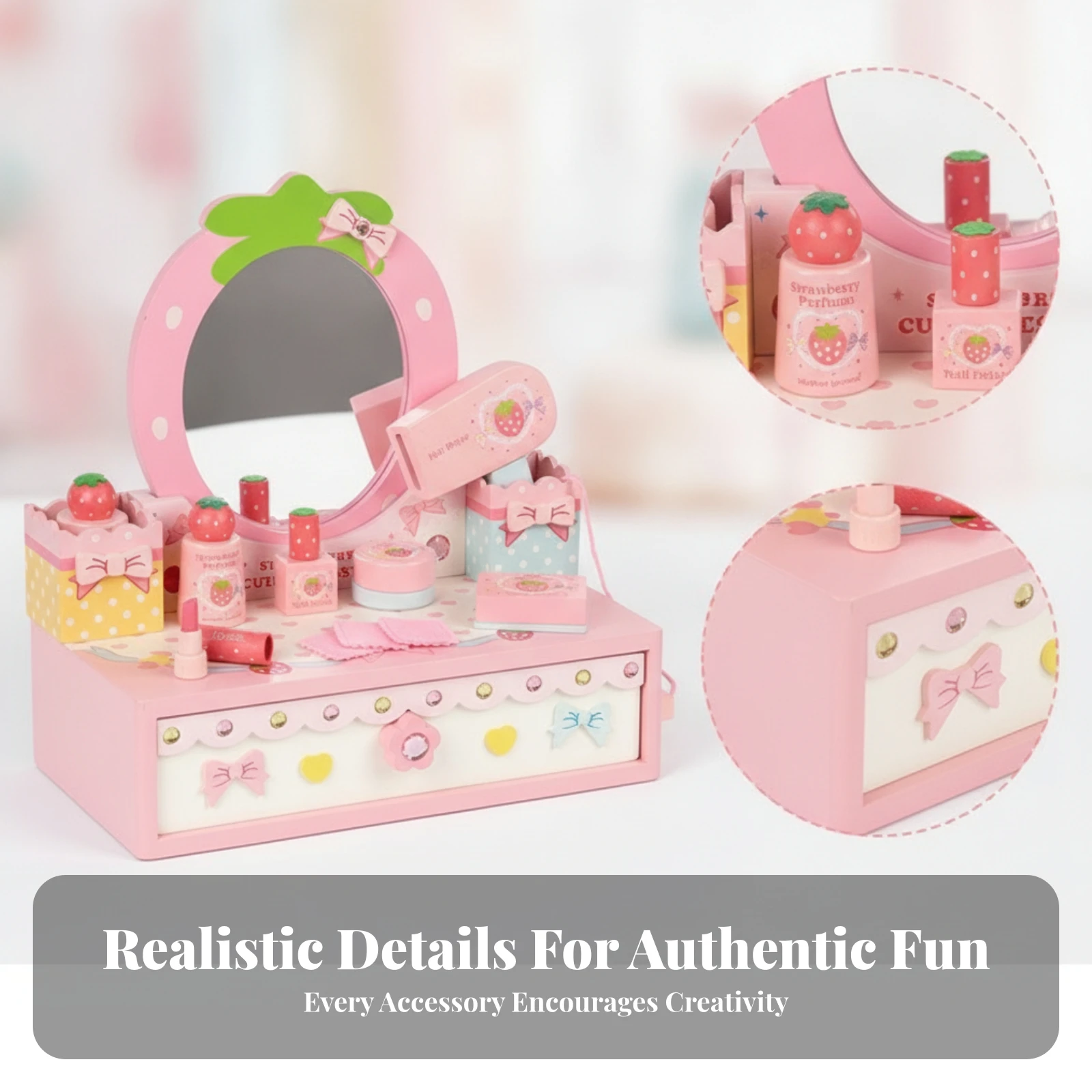 set-da-toeletta-in-legno-con-motivo-fragola-con-cassetto-decorativo-e-specchio