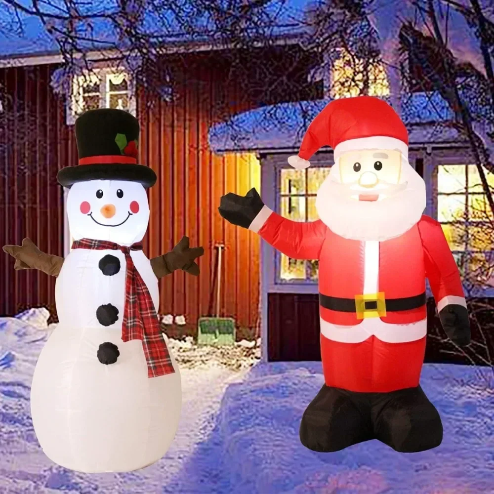 

Christmas Inflatable 4 FT Lighted Santa Claus and Snowman, Outdoor Holiday Decorations Inflatable Yard Christmas Inflatable