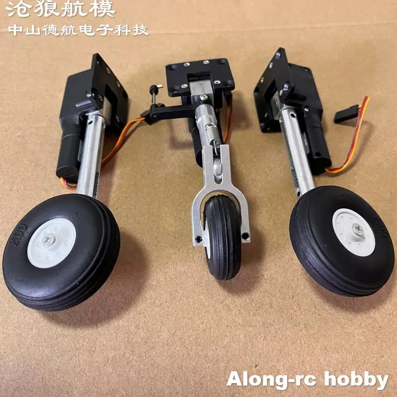 RC Plane Models Parts Height 111mm Retractable Landing Gear with PU Wheels for 2-3.5kg Hobby Airplane Aircraft DIY Jet Fighter