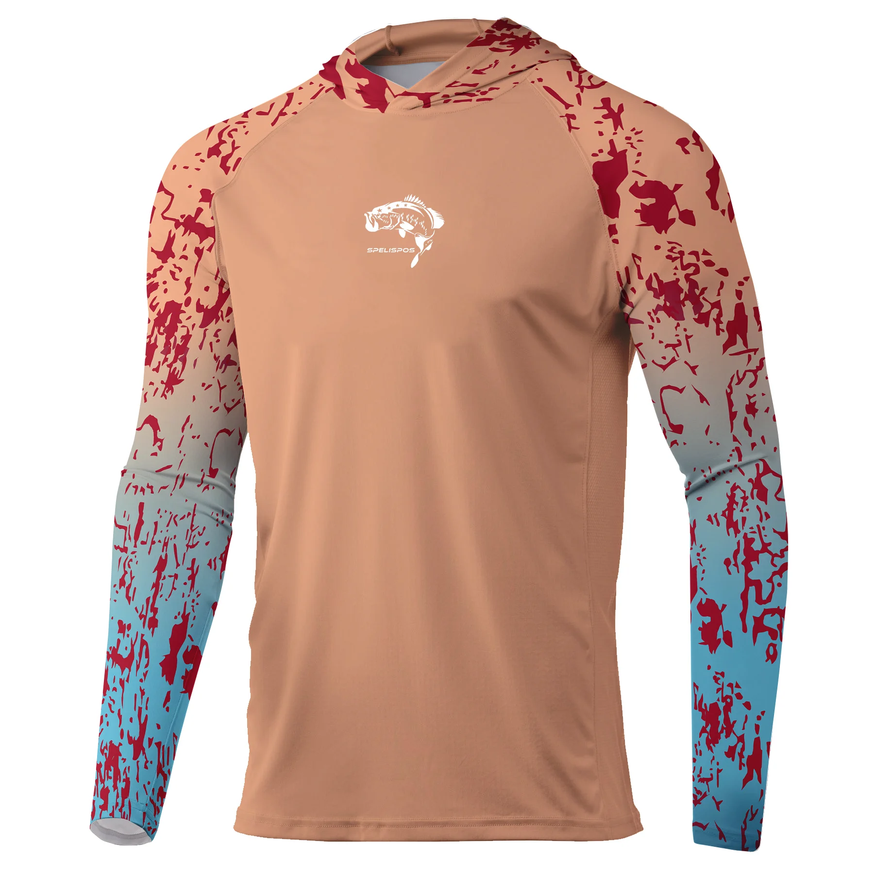 フィッシングシャツ-メンズ-フード付き-upf50-uvカット-長袖-速乾-グラデーション-カモ柄-通気性-アウトドア-日焼け防止-夏用