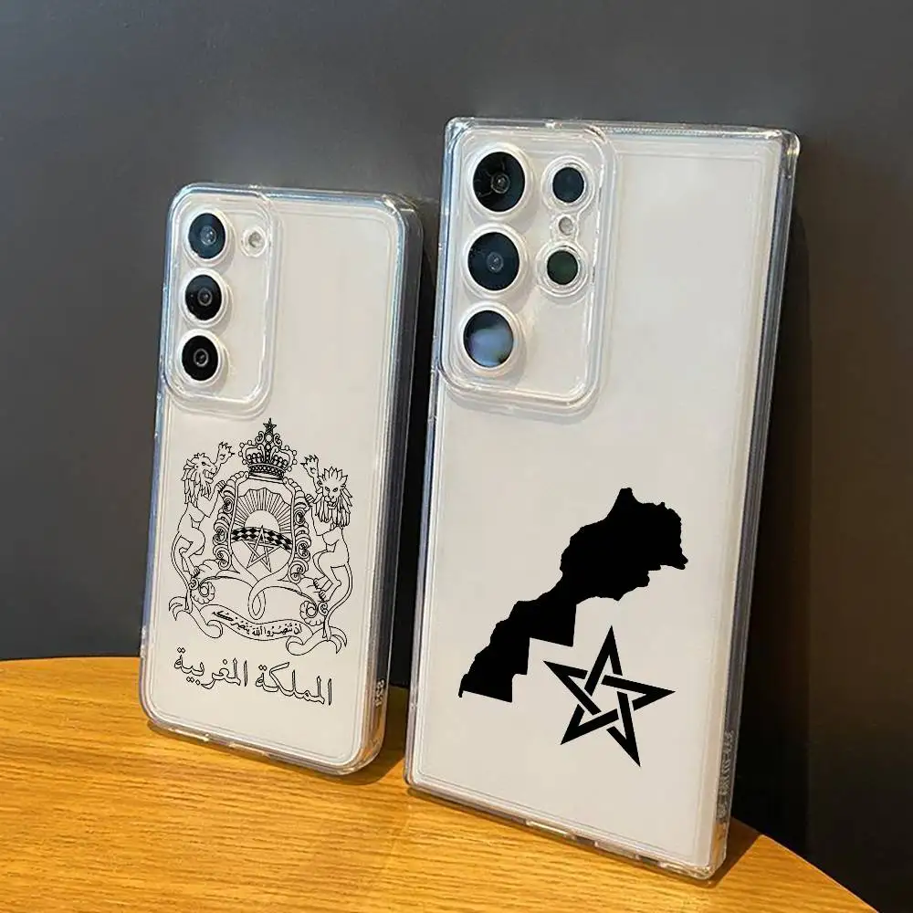 Morocco Flag Cool  Phone Case For Samsung Galaxy S24 S25 S23 S22 S21 Transparent Cover Case