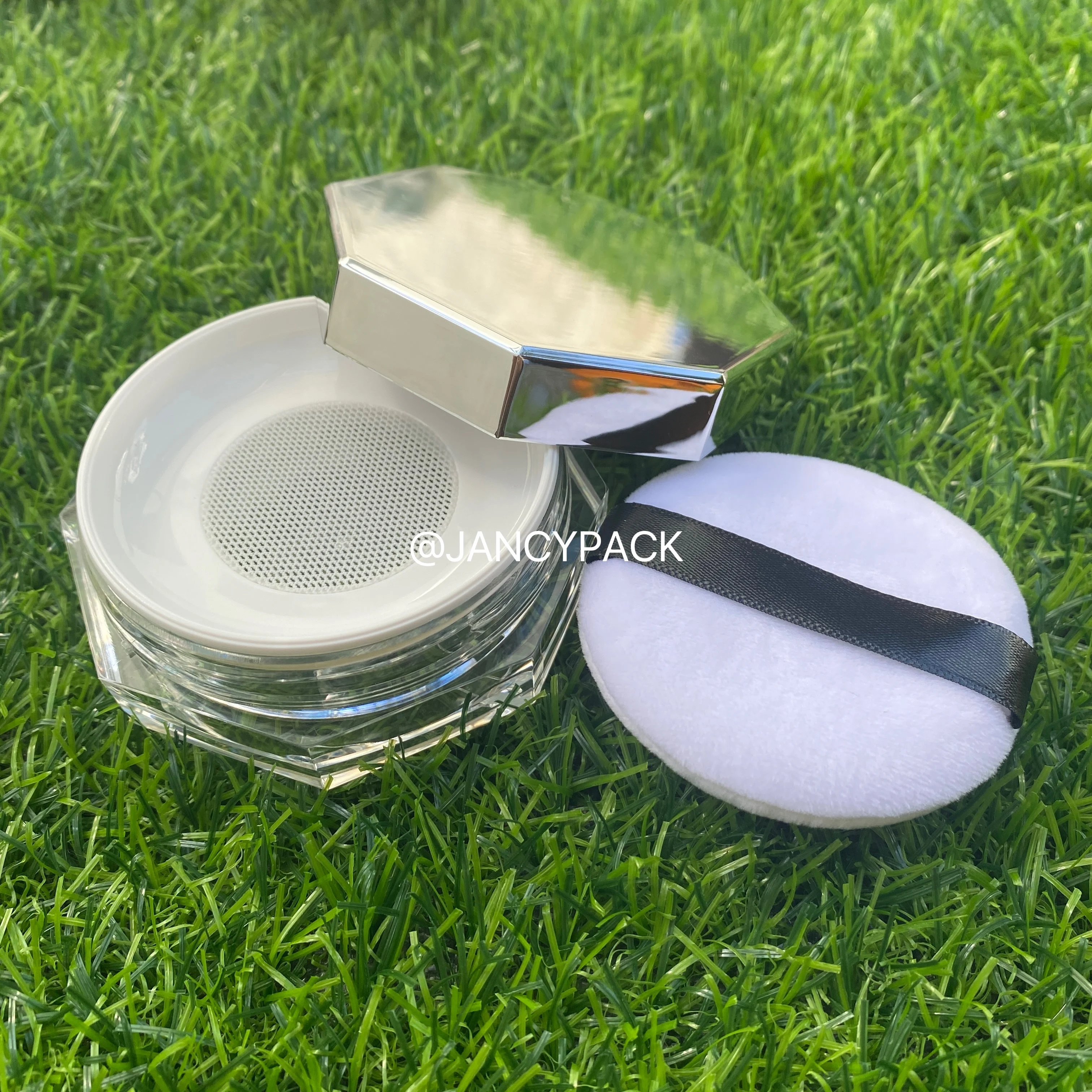 

10g hexagon Portable Plastic Powder Box Handheld Empty Loose Powder Pot With Sieve Cosmetic Travel Makeup Jar sifter Container