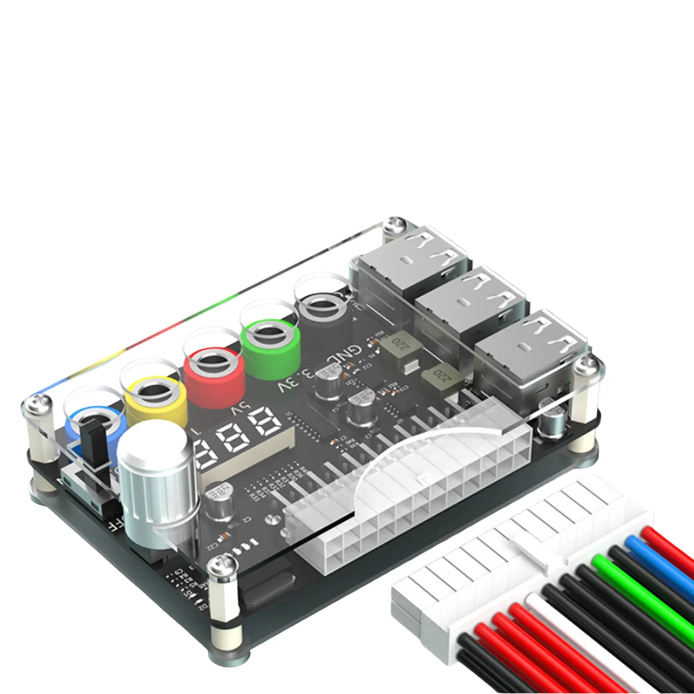 

Плата расширения блока питания ATX с 6 USB-портами и ручкой регулировки напряжения для двигателей и светодиодных фонарей