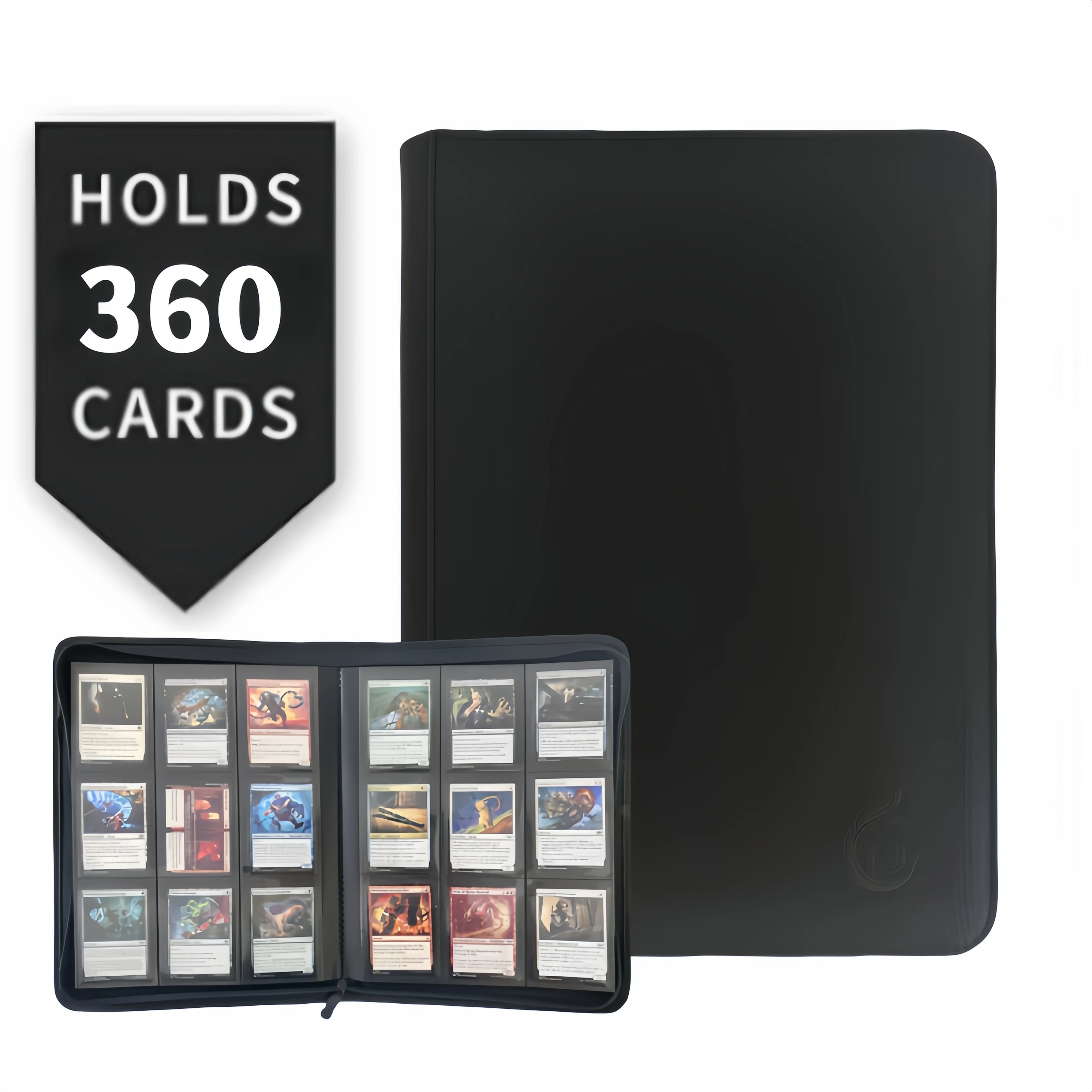 9-Fach-Kartenalbum mit Reißverschluss (360 Karten) – PU-Leder, Schwarz/Orange ​ ​ Premium-Aufbewahrungskarten für YuGiOh TCG & Sportkarten. – Detail 6
