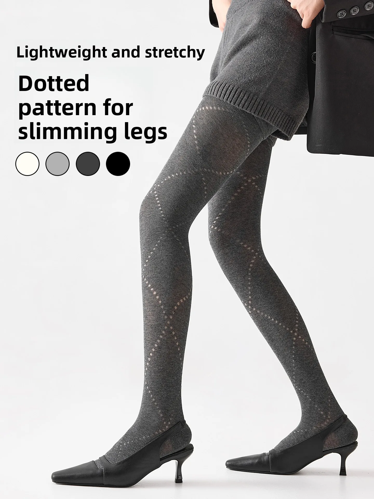 Grey Hollow out Tights Women's Autumn New Style Micro Pressure Slimming Outdoor Wearable Base Layer Socks Sexy Stockings