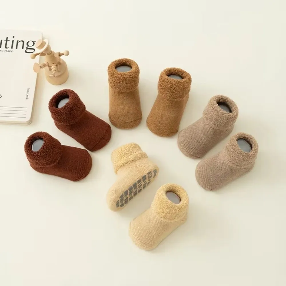 Fashion 0-3Year Woolen Socks Looped Winter Thick Warm Toddler Socks Newborn Footwear Solid Color Children Stockings
