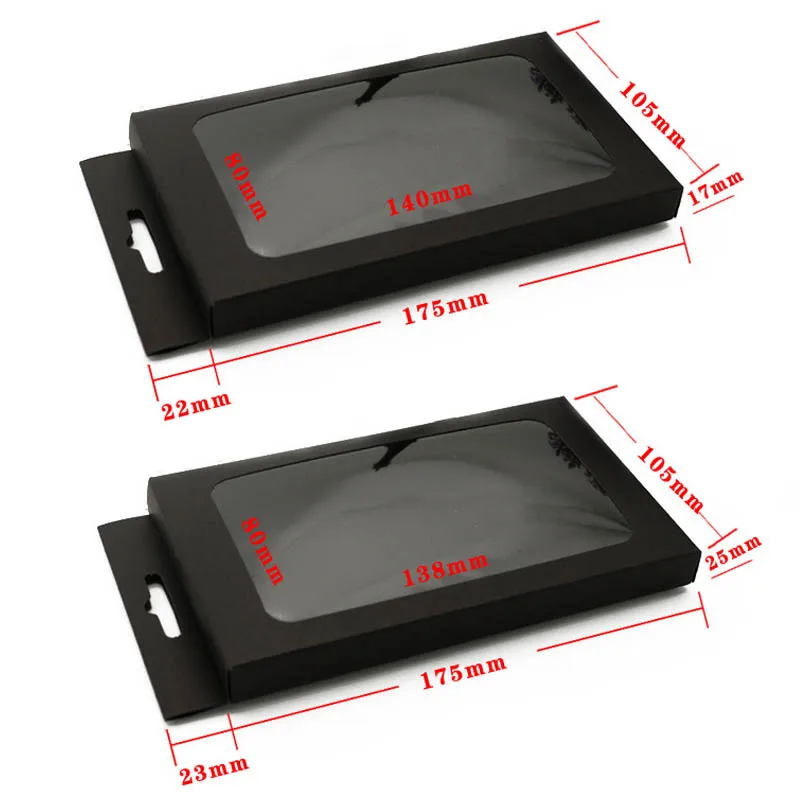 30pcs/lot Cell Phone Case Packing Boxes with Window Hang Hole Gift Box For Wrapping Jewelry Cosmetics 175x105x17mm/175x105x25mm