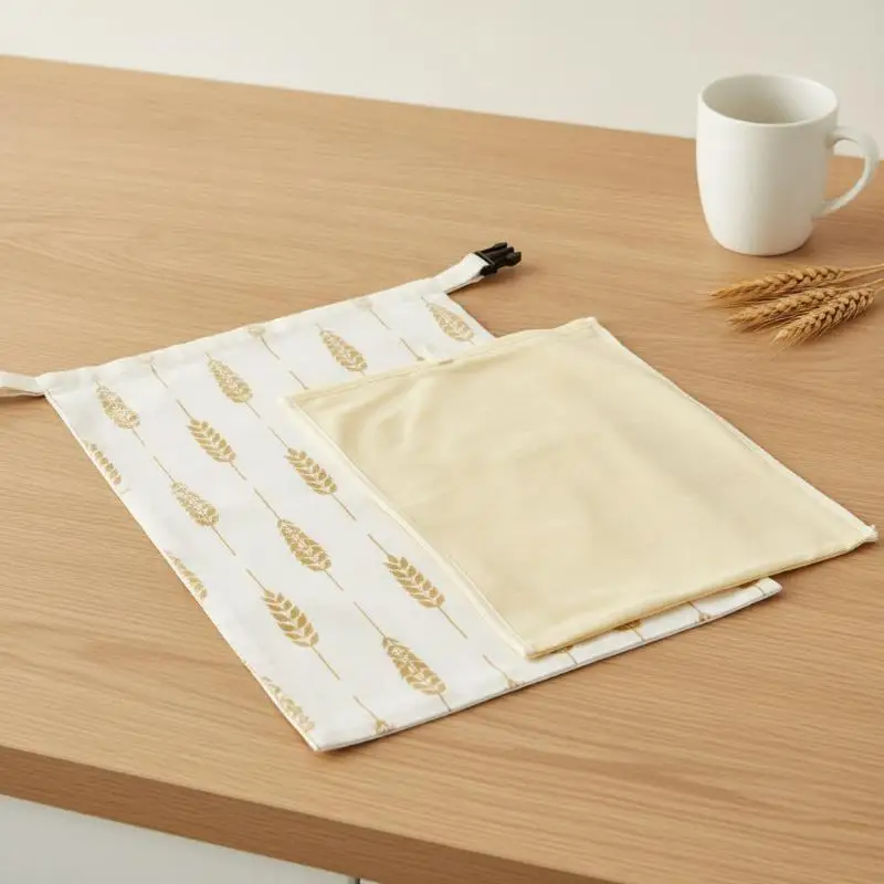 Reusable Washable Linen Bread Bags With Colorful Floral Print Breathable Design For Kitchen Storage Homemade Bread Shopping