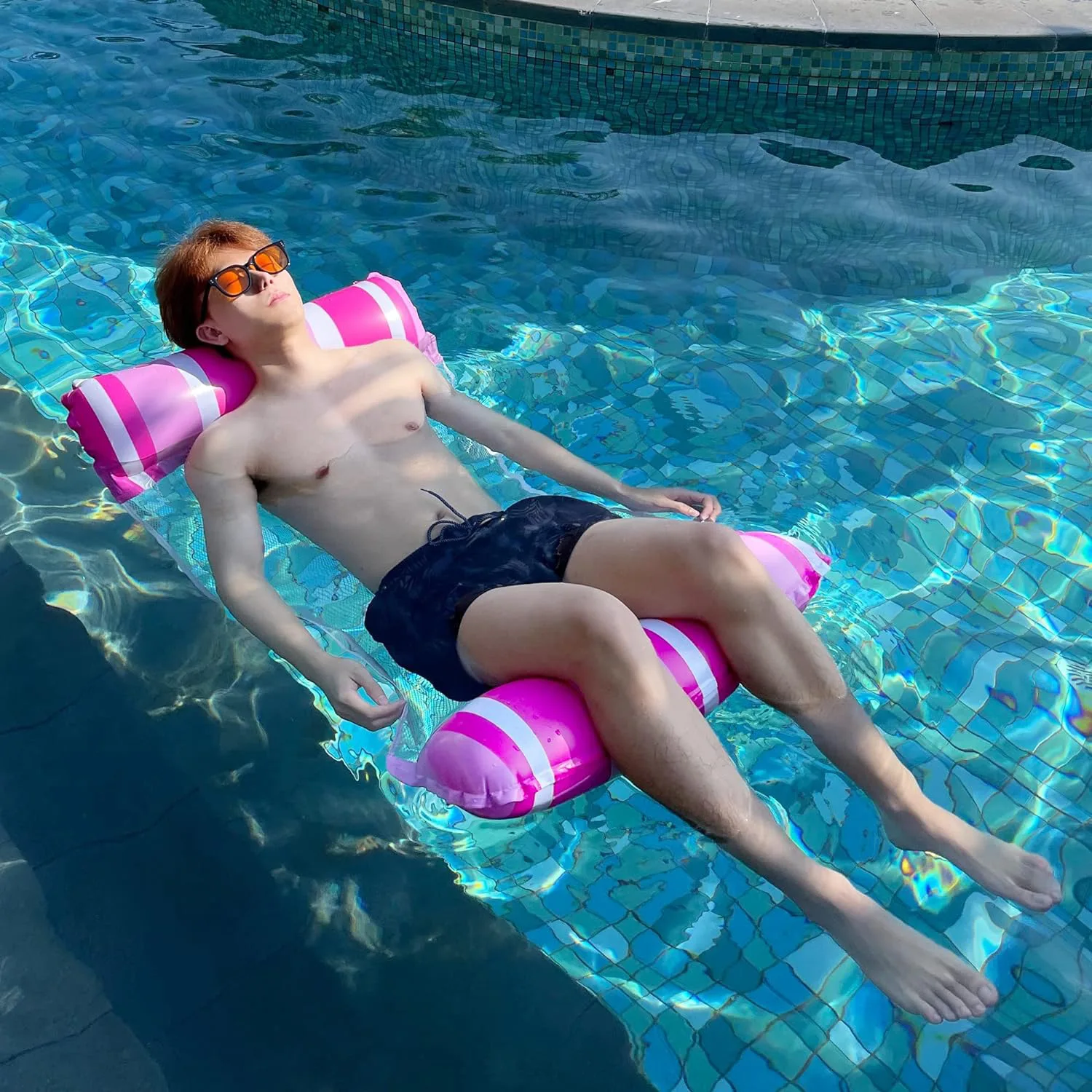 

Inflatable Mesh Floating Chair PVC Pool Lounger for Adults Outdoor Sunbathing Water Float