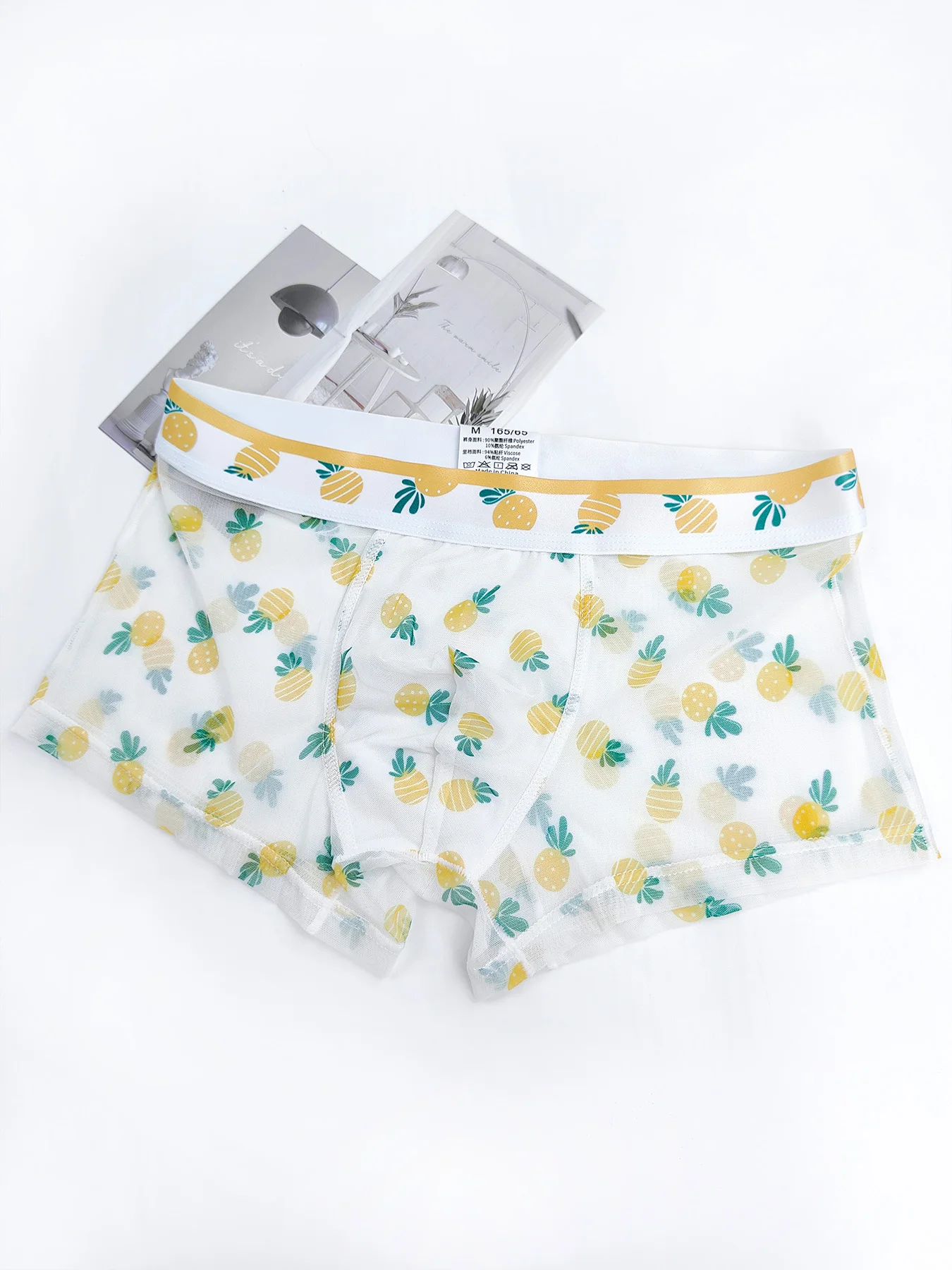 Men Mesh Boxer Briefs 3 Pack, Fresh Floral Print Underwear, Elastic Waistband, 3D Pouch Light Sheer Breathable Underpants