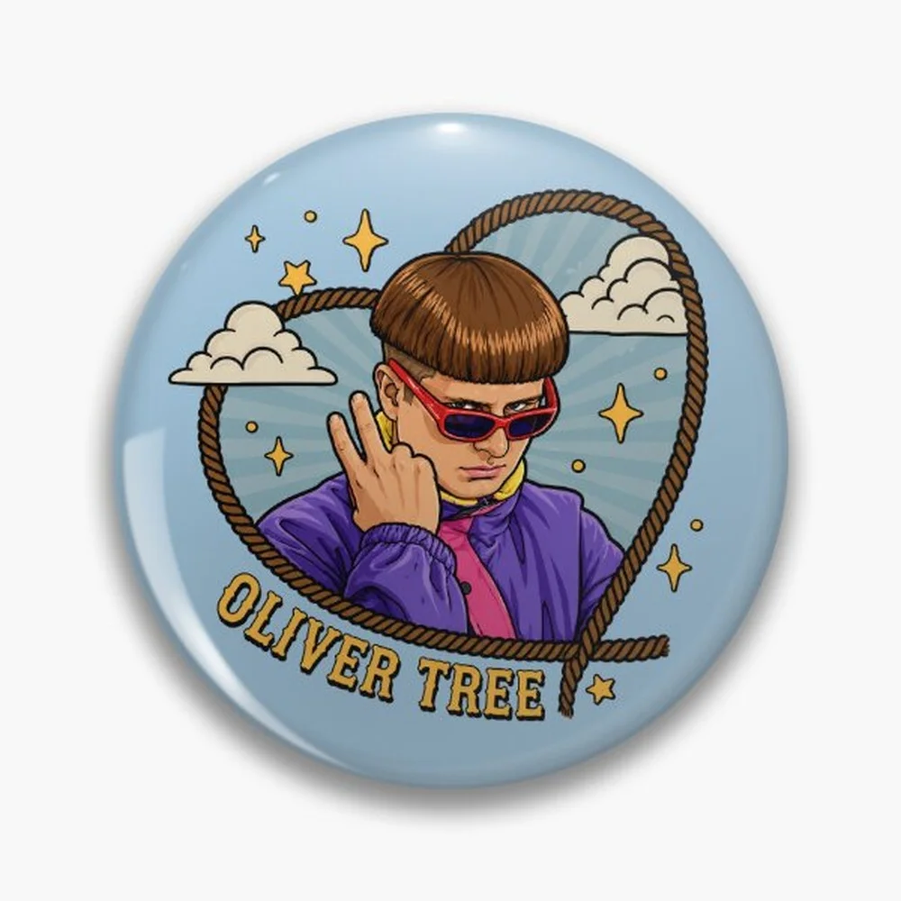 RIP Oliver Tree  Pin Holographic Star Heart Pin Brooches Laminated Button Fashion Accessory