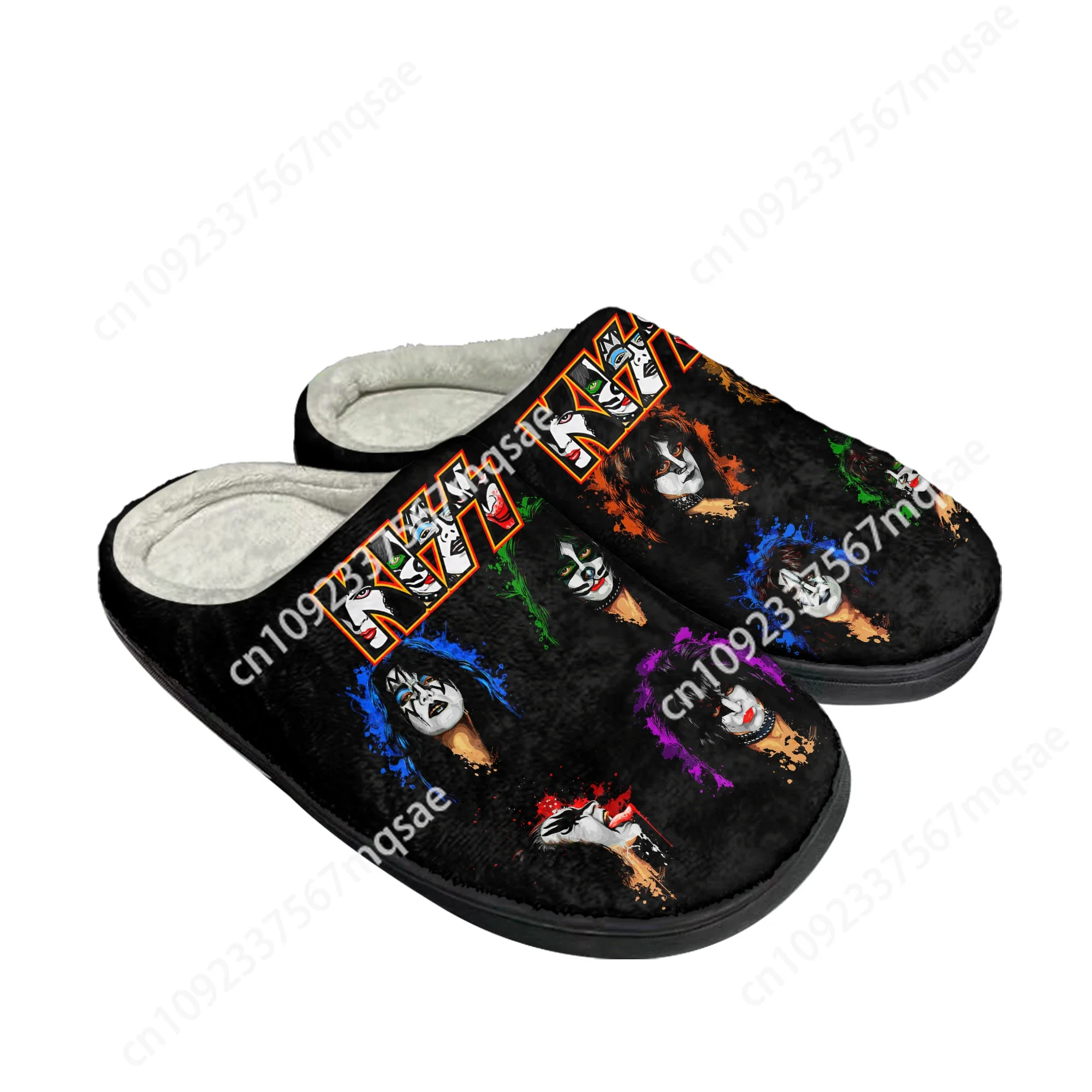 

Heavy Metal Kiss Rock Band Home Cotton Custom Slippers Womens Mens Sandals Plush Casual Keep Warm Shoes Couple Thermal Slipper