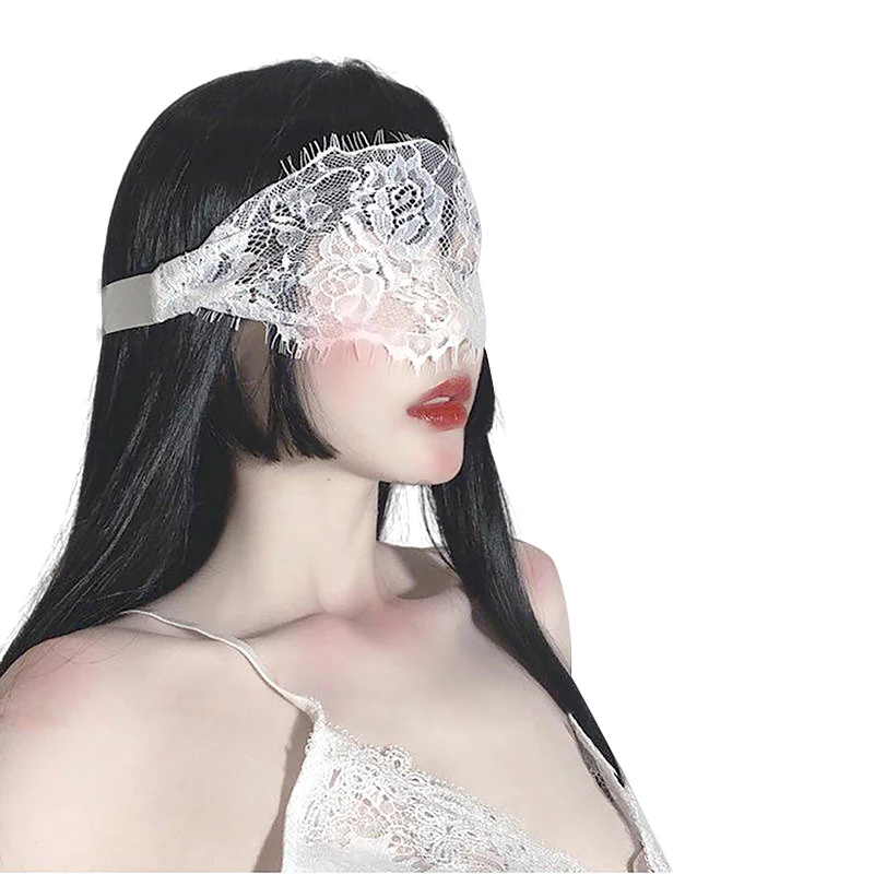 Ladies Sexy Lace Eye Mask Black White Hollow Out Adjustable See-Through Blindfolds Party Club Masquerade Masks Accessories