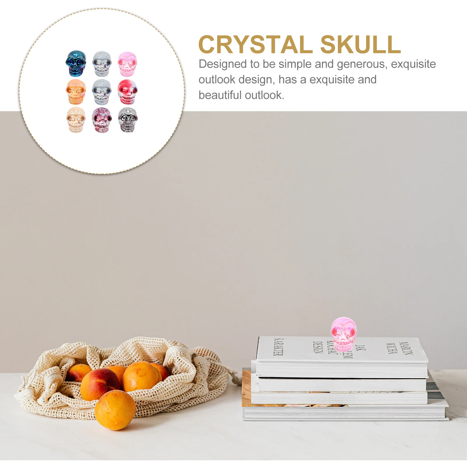 

9Pcs Skull Ornament Simple Artistic Statue Premium Crystal Material Decorative Indoor Display Housewarming Present