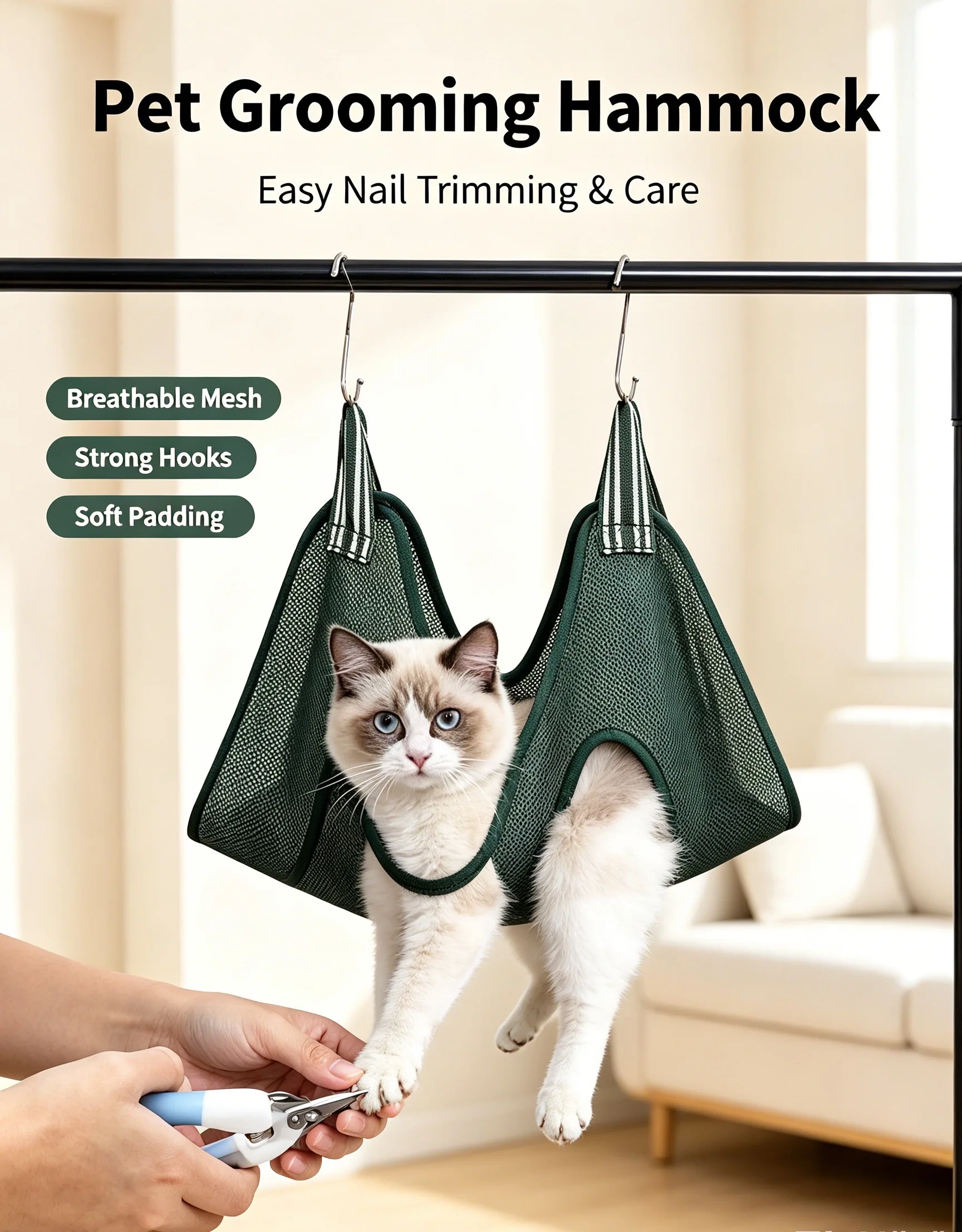 Cat and Dog Nail Clipping Tool Hammock for Pet Grooming, Anti-Scratch and Anti-Bite Fixation Accessories