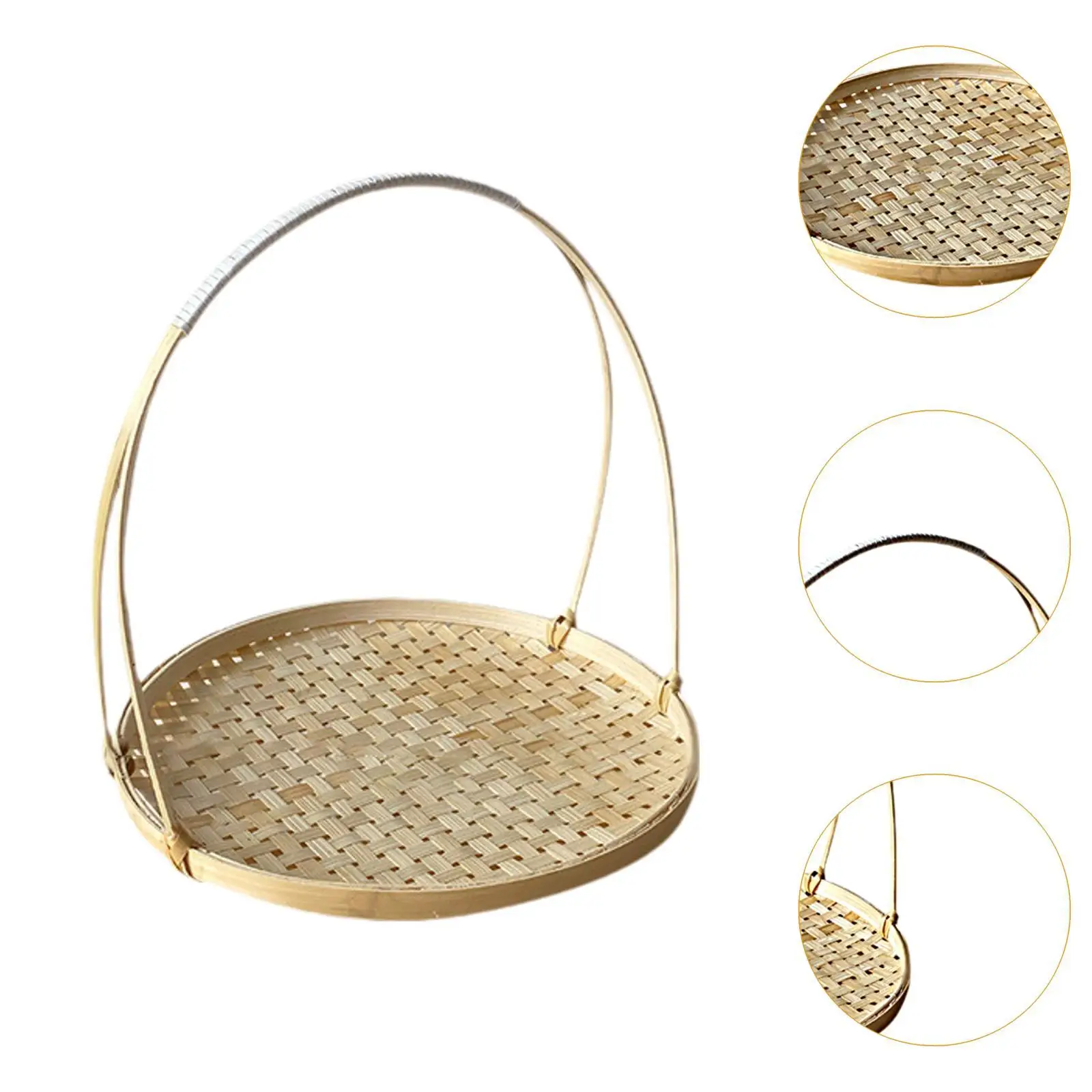 Woven Fruit Basket Multifunction Holder Food Storage for Desk Kitchen Picnic