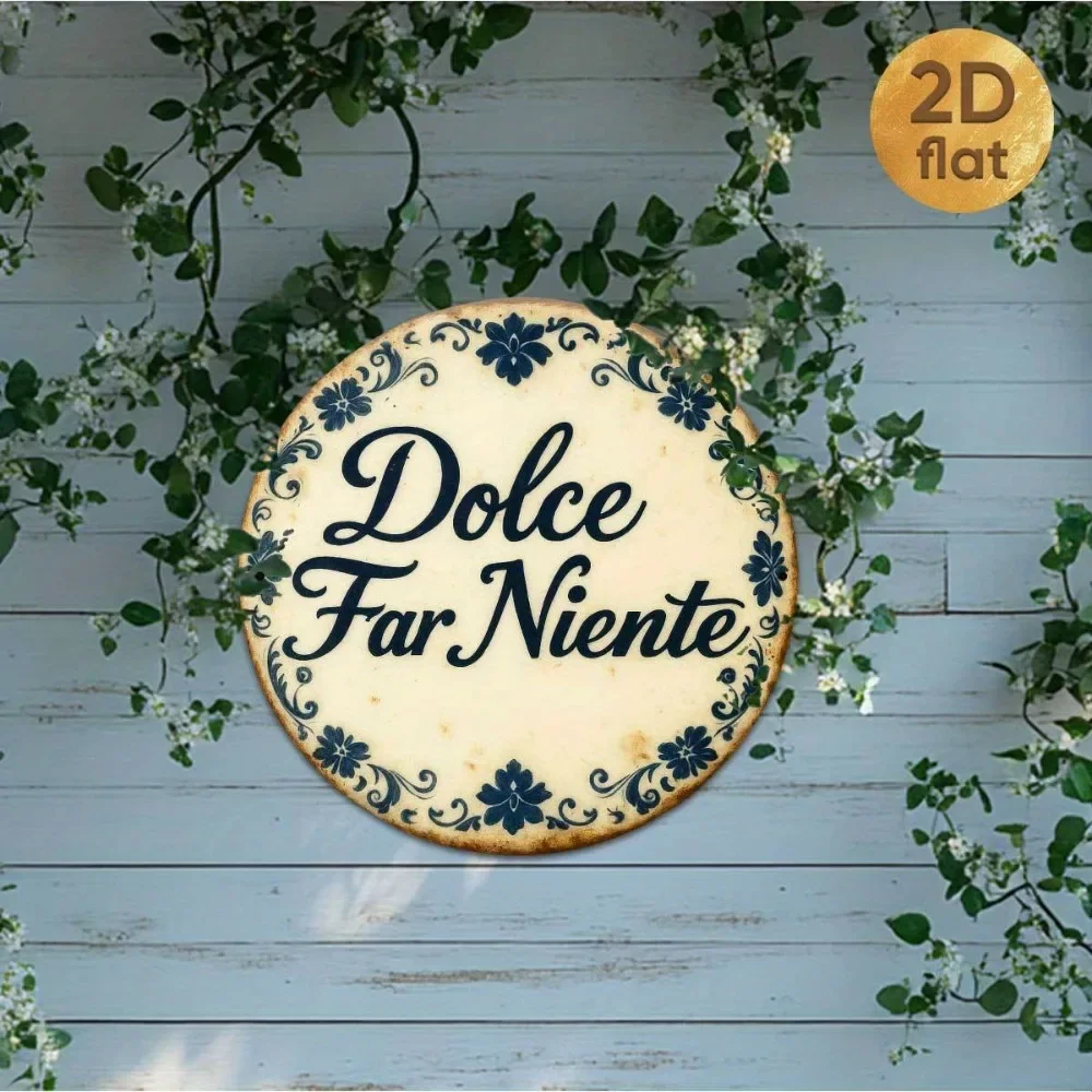 2D Flat Retro Metal Sign Rustic Iron Wall Art Sweet Idleness Typography Decor for Living Room Kitchen Bedroom Circular 7.87x7.87