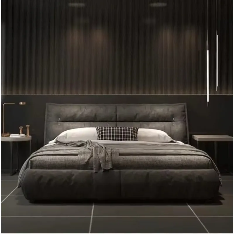 Luxury Technology Fabric Bed  Master Bedroom Custom Double Bed Leather