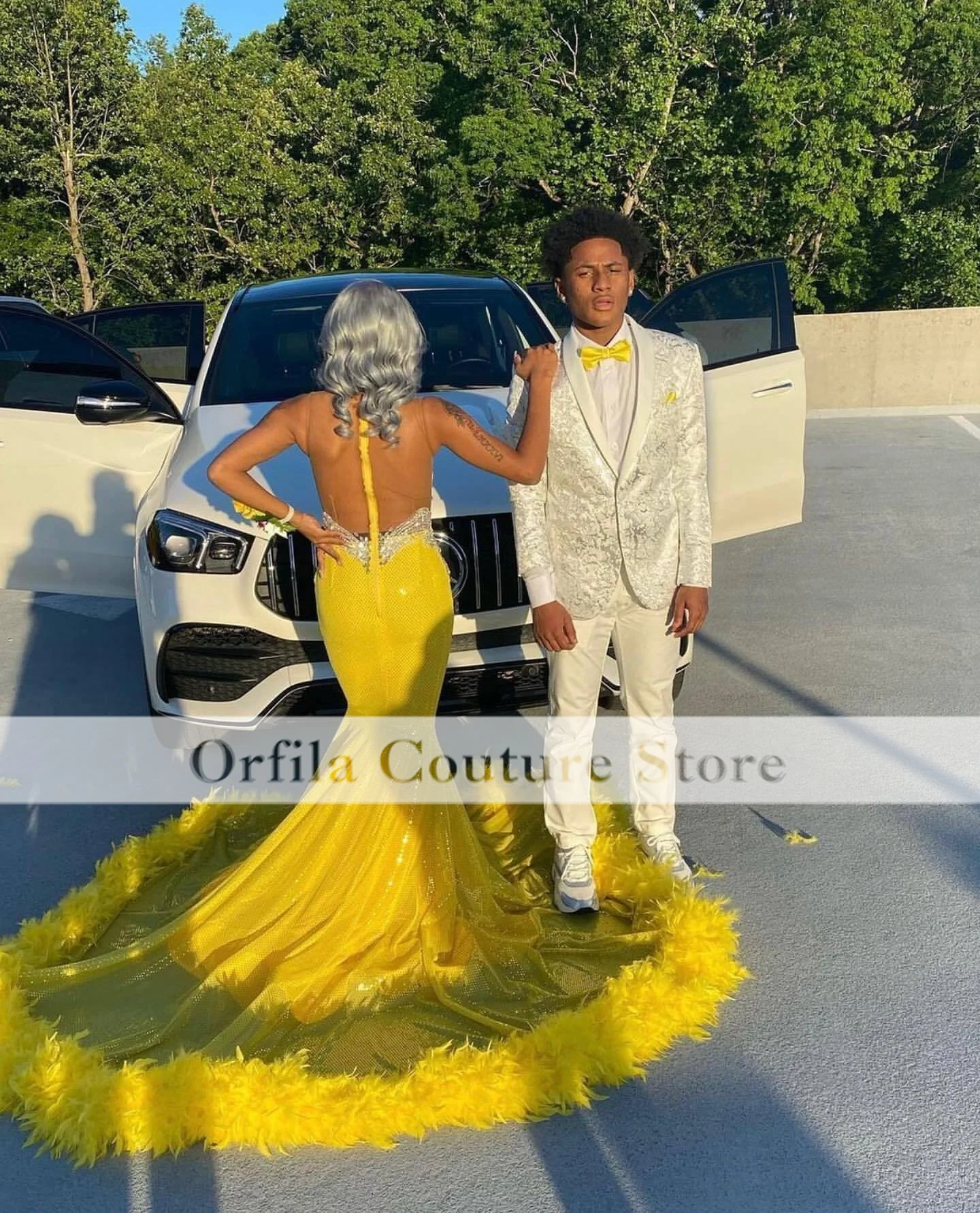 Yellow Long Prom Dresses 2024 Diamond Crystal Black Girls Pink Sequined Gala Gown Girl Birthday Outfit image 3