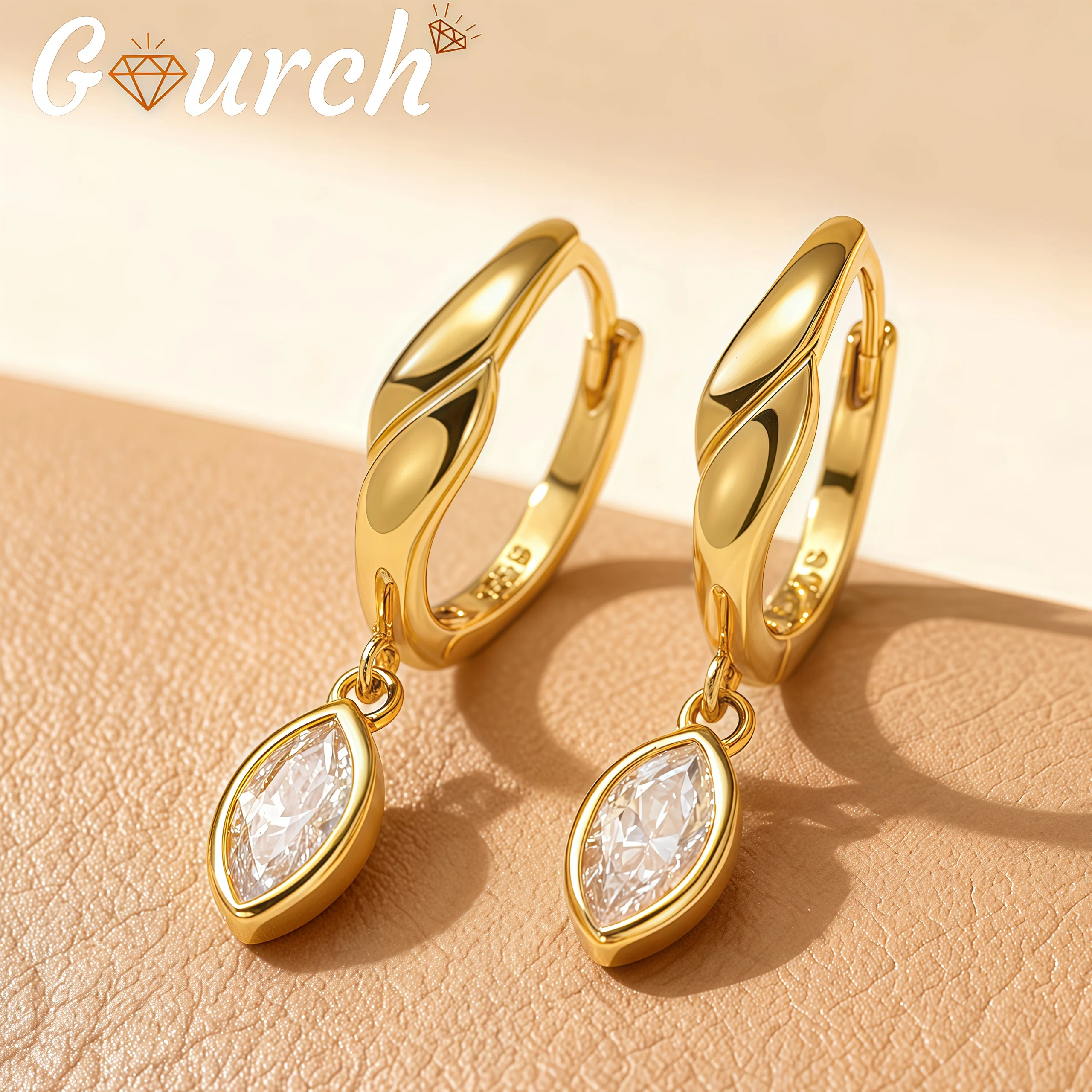 

Женские серьги Gourch S925 с серебряным позолоченным покрытием Marquise 0,8 карата, изящные минималистичные легкие роскошные элегантные ювелирные изделия, подарок