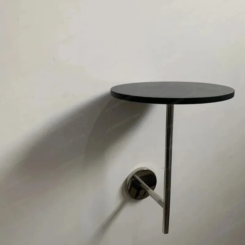 Vintage Wall-Mounted Side Table Stainless Steel Coffee Tables Milk Tea Shop Bar Counter Shelf Space-Saving Cafe Booth Tables